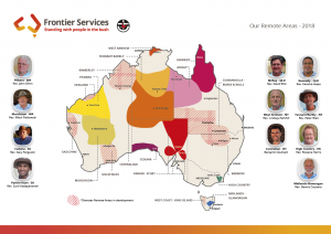 Frontier Services Remote Area Map for 2018 including Frontier Services' Bush Chaplains