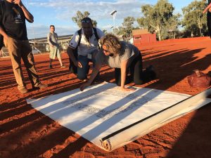 Denise Bowden, Yothu Yindi CEO, signing the Uluru Statement.